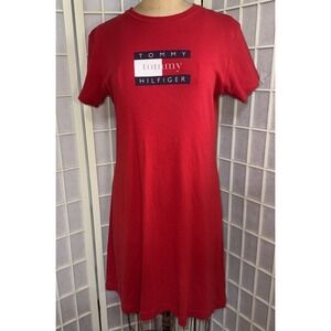 Vintage 90s Hilfiger TOMMY GIRL Red Iconic Y2K Jersey Knit T-Shirt Dress Size M